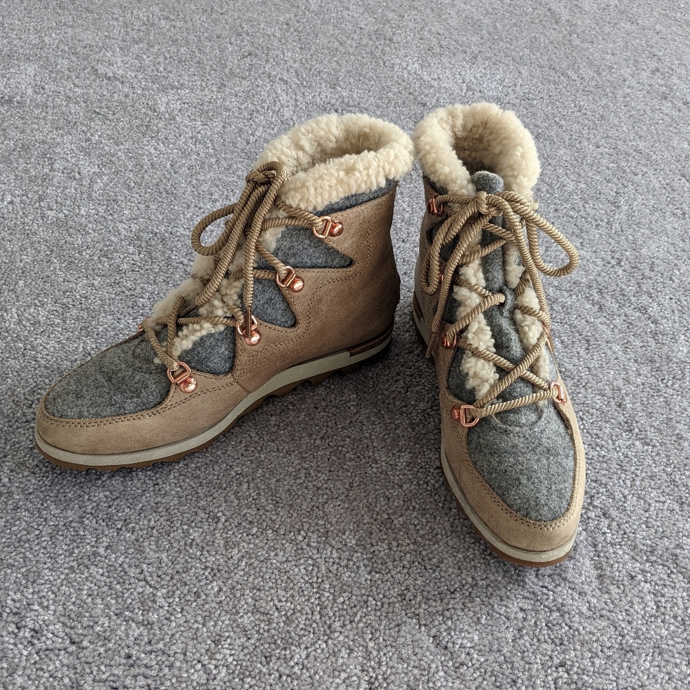 Sorel Shearling And Leather Ankle Boots